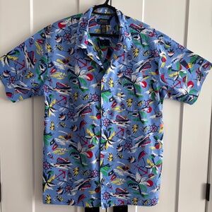 Polo Ralph Lauren Blue Button Up Shirt Sleepwear Hawaiian Beach Men’s Med, NEW